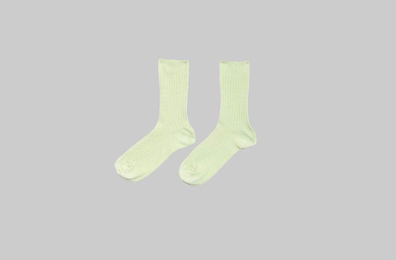 Rib Overankle Socks - Kir green/ Base Range