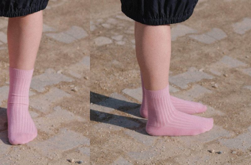 Rib Overankle Socks - Pink/ Base Range