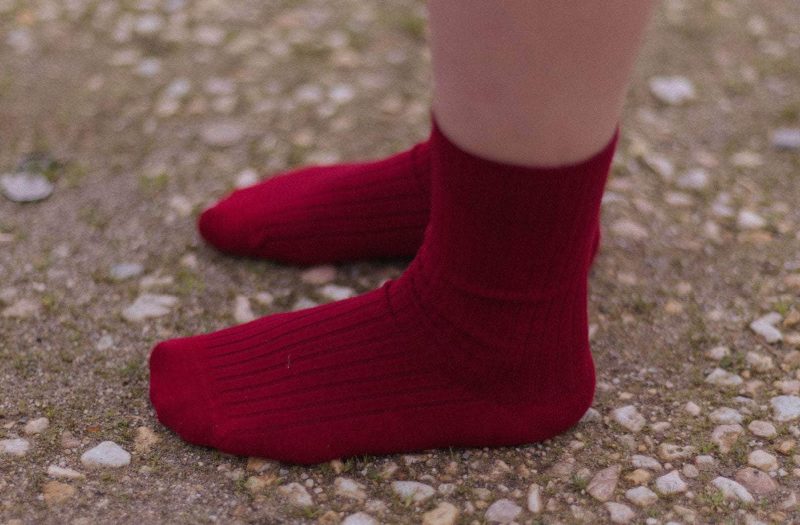 Rib Overankle Socks - Pair Red/ Base Range