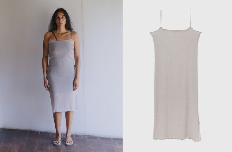 Sti Slip Dress - Pleated Cotton Silk/ Baserange