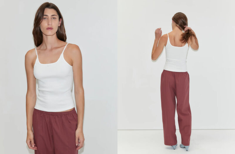 Rib jersey tank in white - Deiji Studios (pre order)